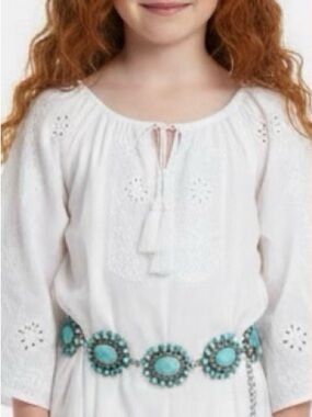 Girls' Fashion Turquoise Oval Concha Belt - Kids Accessories Jewelry